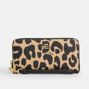 Long Zip Around Wallet With Leopard Print